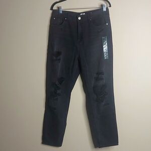 NWT Vintage Style Black Distressed Mom Jeans Ankle Grazer Size 9